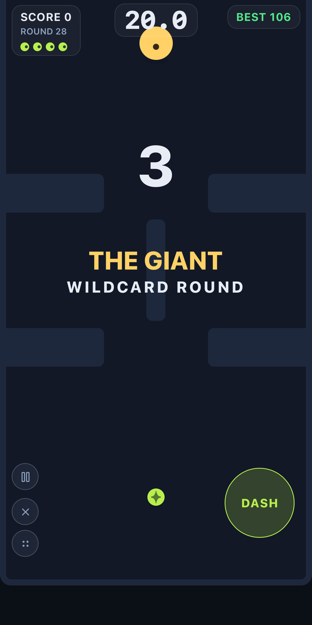 The THE GIANT wildcard round, showing one oversized chaser dominating the arena.