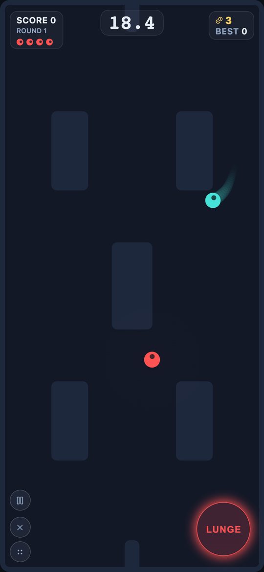 A chaser round: the red disc closes on a runner